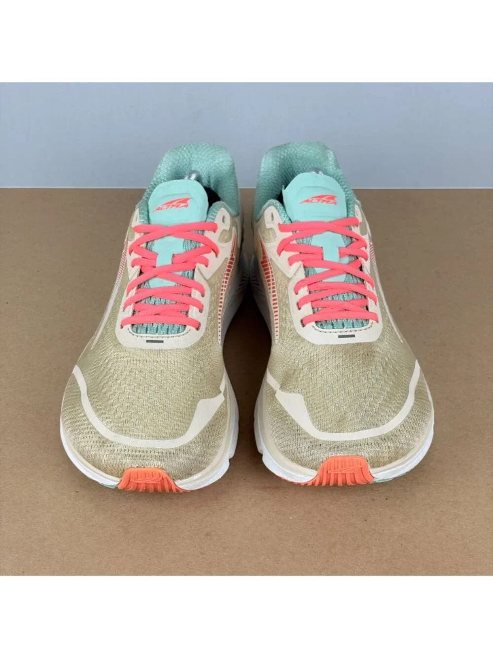 Altra Torin 5 Athletic Running Shoes Womens 9 Beige Coral Green Low Top Lace Up